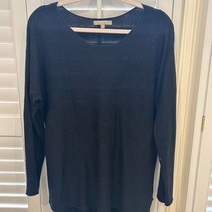 Joan Vass Lightweight Black Tunic Sweater Top